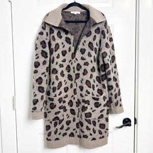 Love stitch animal print open long cardigan Medium